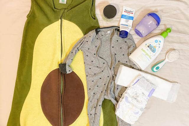 mom hack baby supplies ready after bath sleep sack diaper